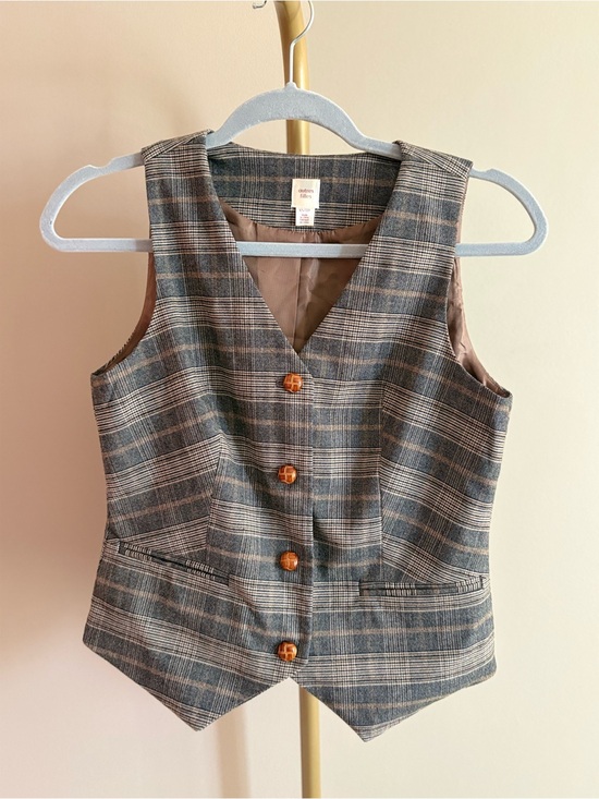 Autres Filles Jackets & Blazers - autres filles Plaid Vest in Brown and Gray